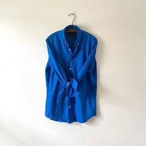 American Eagle 100% Cotton IKEA Blue white x Dot Long Sleeve Button Down Tall MT